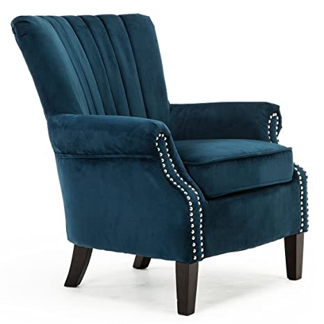 ghế sofa armchair đinh đồng màu xanh