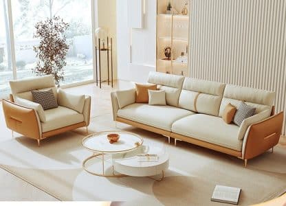 Ghế sofa da công nghệ mới gỗ sồi L109