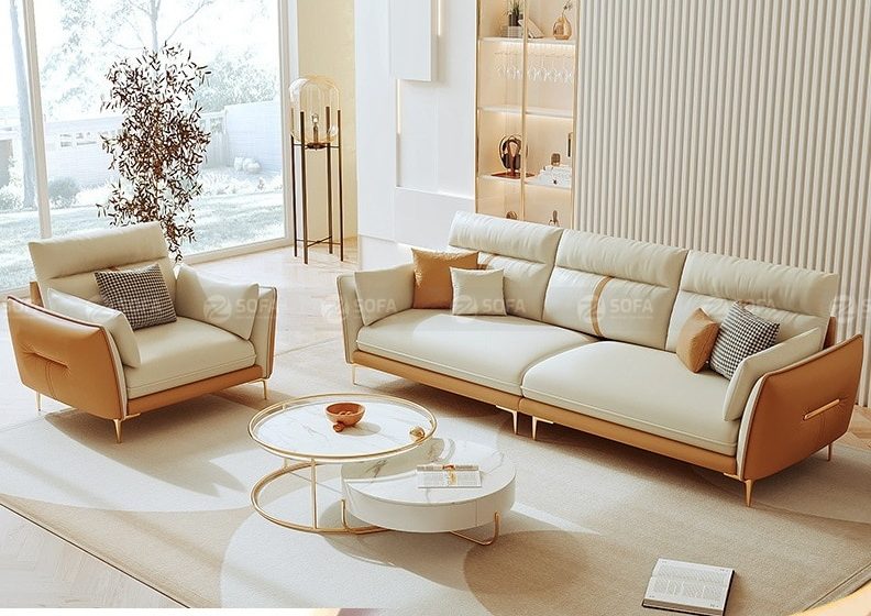 Ghế sofa da công nghệ mới gỗ sồi L109