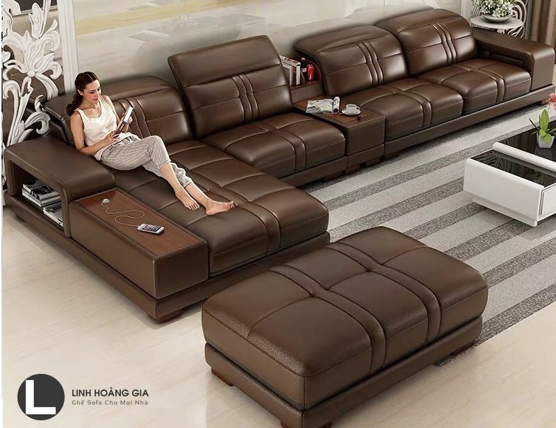 Chọn mua bộ ghế sofa góc bọc da phòng khách chất lượng