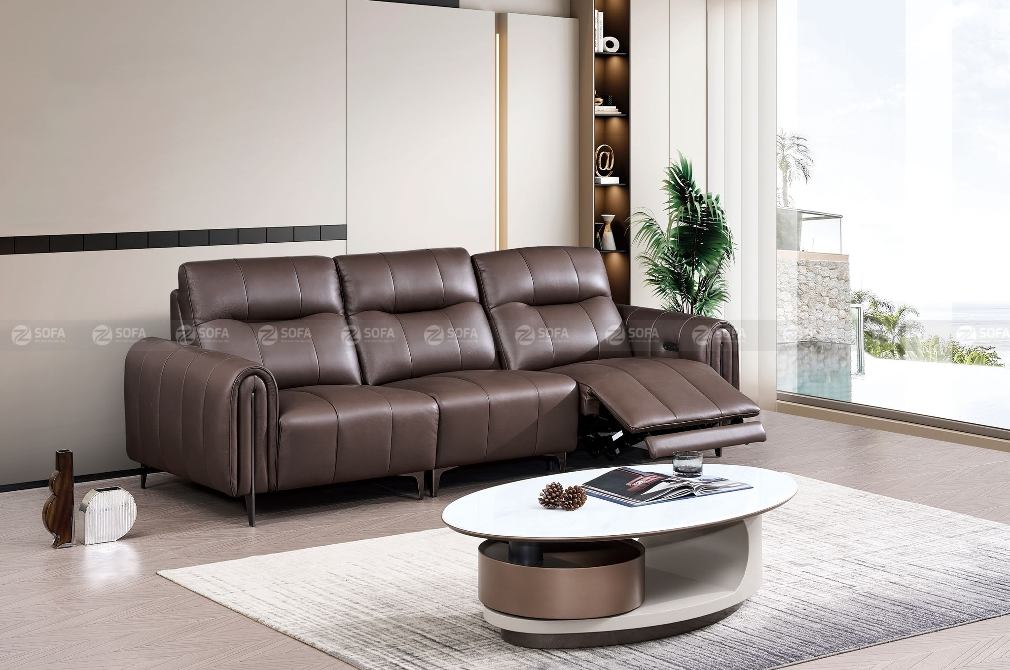 Sofa da bò nhập khẩu ZTA516
