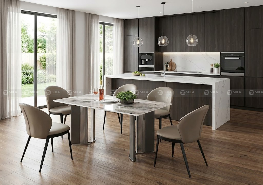 Bàn Ăn 6 Ghế Mặt đá tự nhiên TERA-287