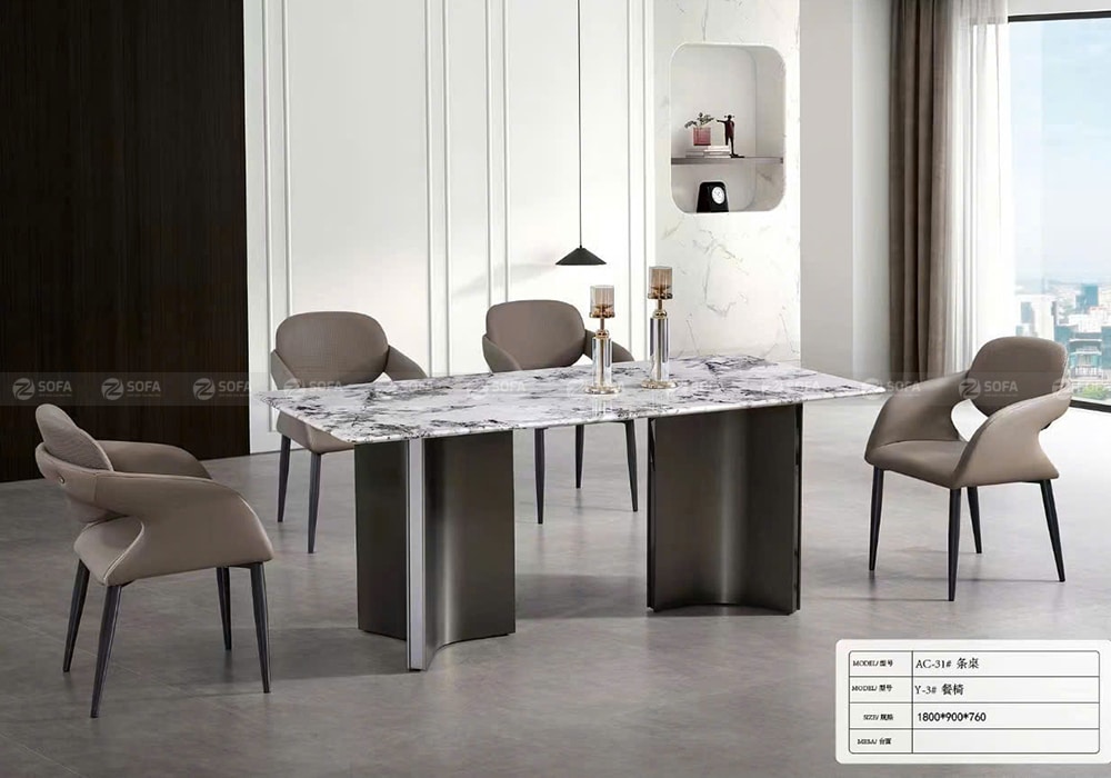Bàn Ăn 6 Ghế Mặt đá tự nhiên TERA-286