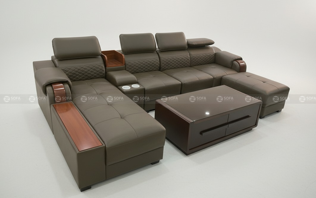 Sofa da cao cấp hàng sẵn L18B