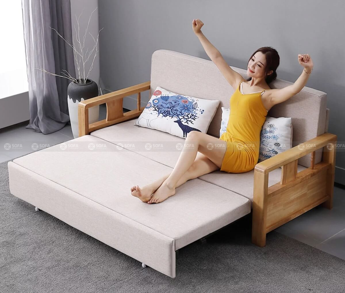 Chọn kiểu sofa bọc vải sáng cho gia đình